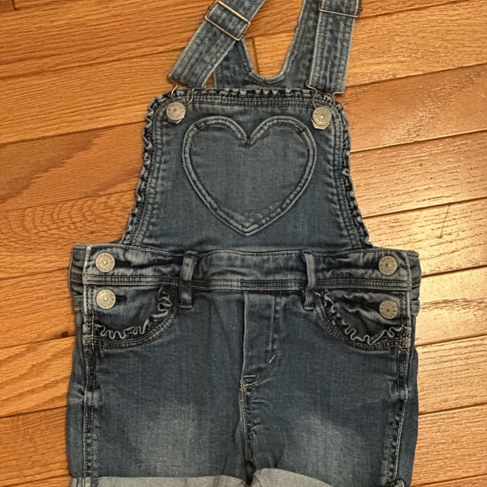 H & m girl denim overalls, heart front pocket